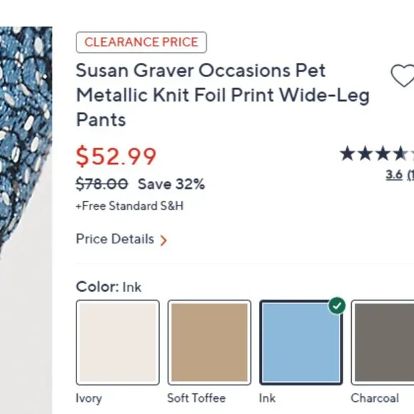 QVC Susan Graver Occasions Petite Metallic Knit Foil Print Wide Leg Pant Size 2x - Picture 5 of 5